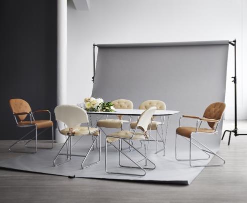 Sam chaise chrome natural perle