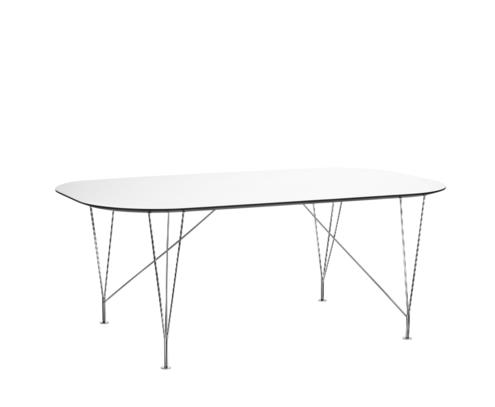 Inter table de salle à manger chrome blanc