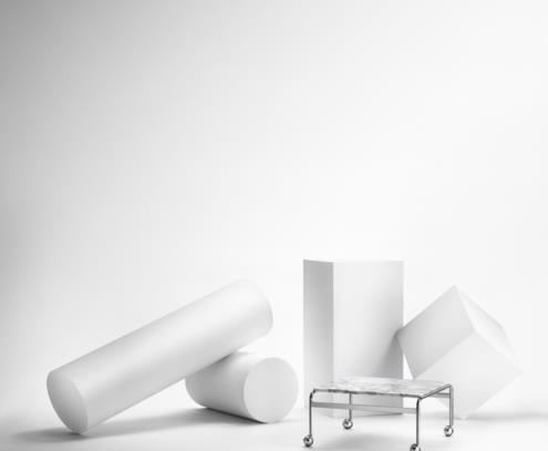 Karin table chrome carrarara blanc